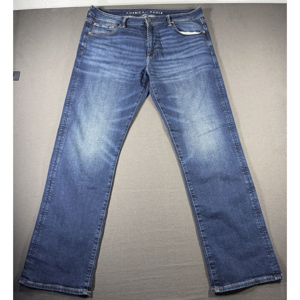 American Eagle Jeans Mens 36x34 Original Bootcut Airflex Blue Denim Whiskers